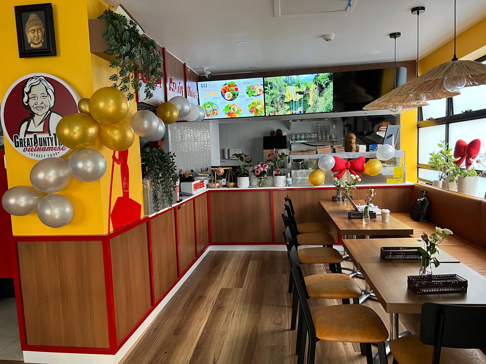 Great Aunty Three ordering counter and menu board